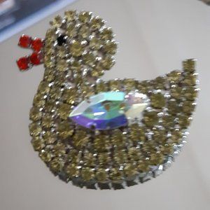 B&W Butler and Wilson   lemon Crystal Duck Brooch.